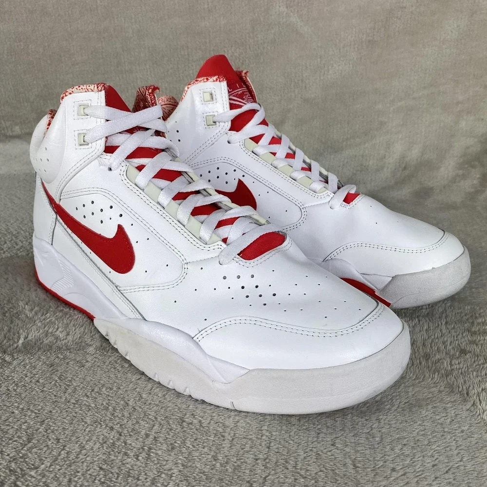 Nike Air Flight Lite II Shoes Mens Size 13 Red White Leather Basketball Sneakers